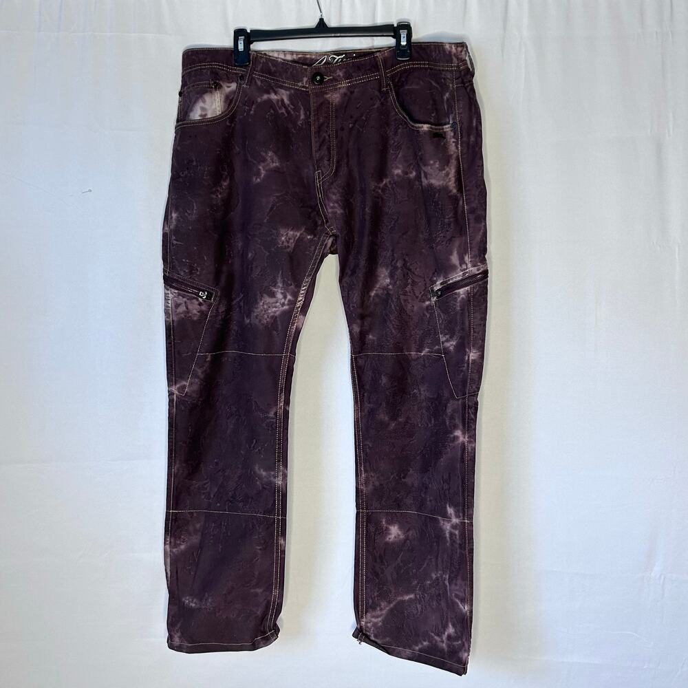 A.Tiziano Of The Rabbit Mens Cargo Pants 42 Purple Acid Wash Tie Dye Streetwear
